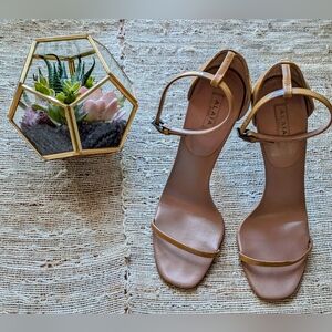 Alaia • two tone patent leather shoes w/ ankle strap in butterscotch